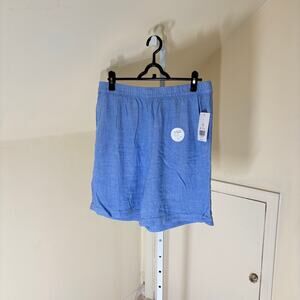 Kim Rogers NWT Women's Blue Linen Blend Pull On Shorts Size L